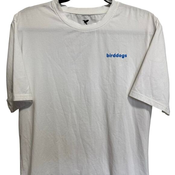 Birddogs Splatter Graphic Tee Shirt Short Sleeves Crewneck White Blue Size XL - Picture 3 of 10